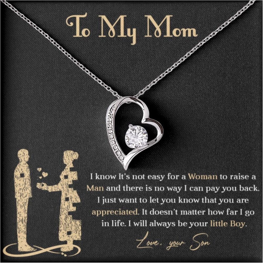 Mother's Day Gift Necklace 14k White Gold Plated Stainless Steel Mom